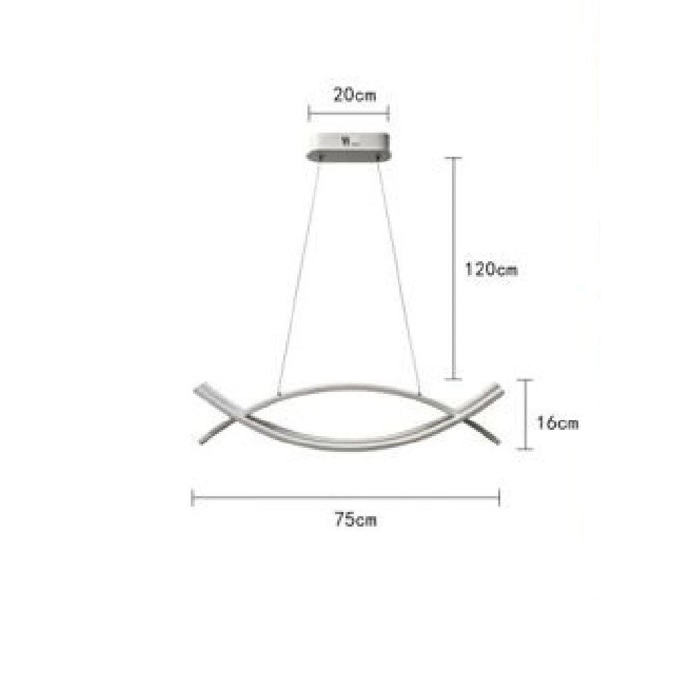 Trade Shop - Lampadario A Sospensione Moderno 2 Linee Curve Incrociate Luce 4000k 6500k Lp-27 -