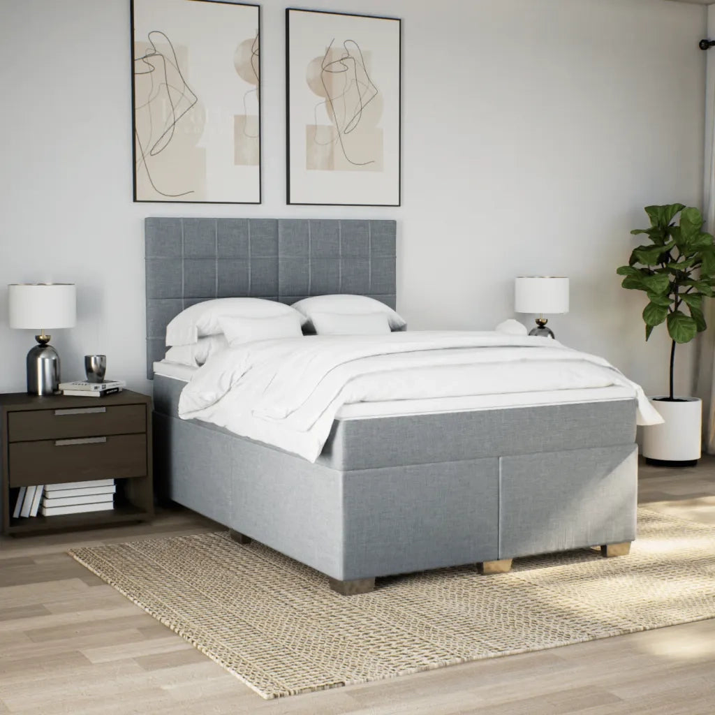 Giroletto a Molle con Materasso Grigio Chiaro 140x190cm Tessuto