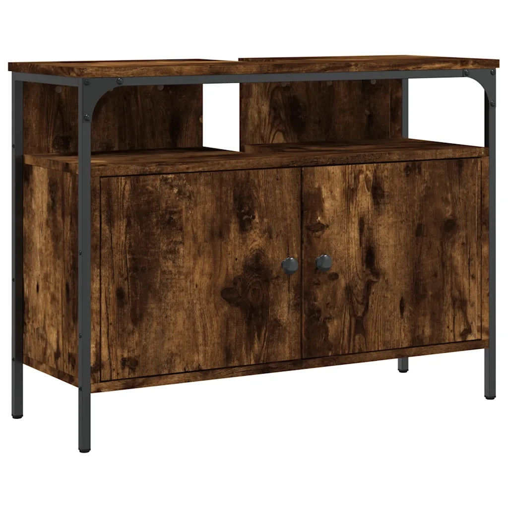 Mobile Lavabo Bagno Rovere Fumo 80x30x60 cm Legno Multistrato cod mxl 113542