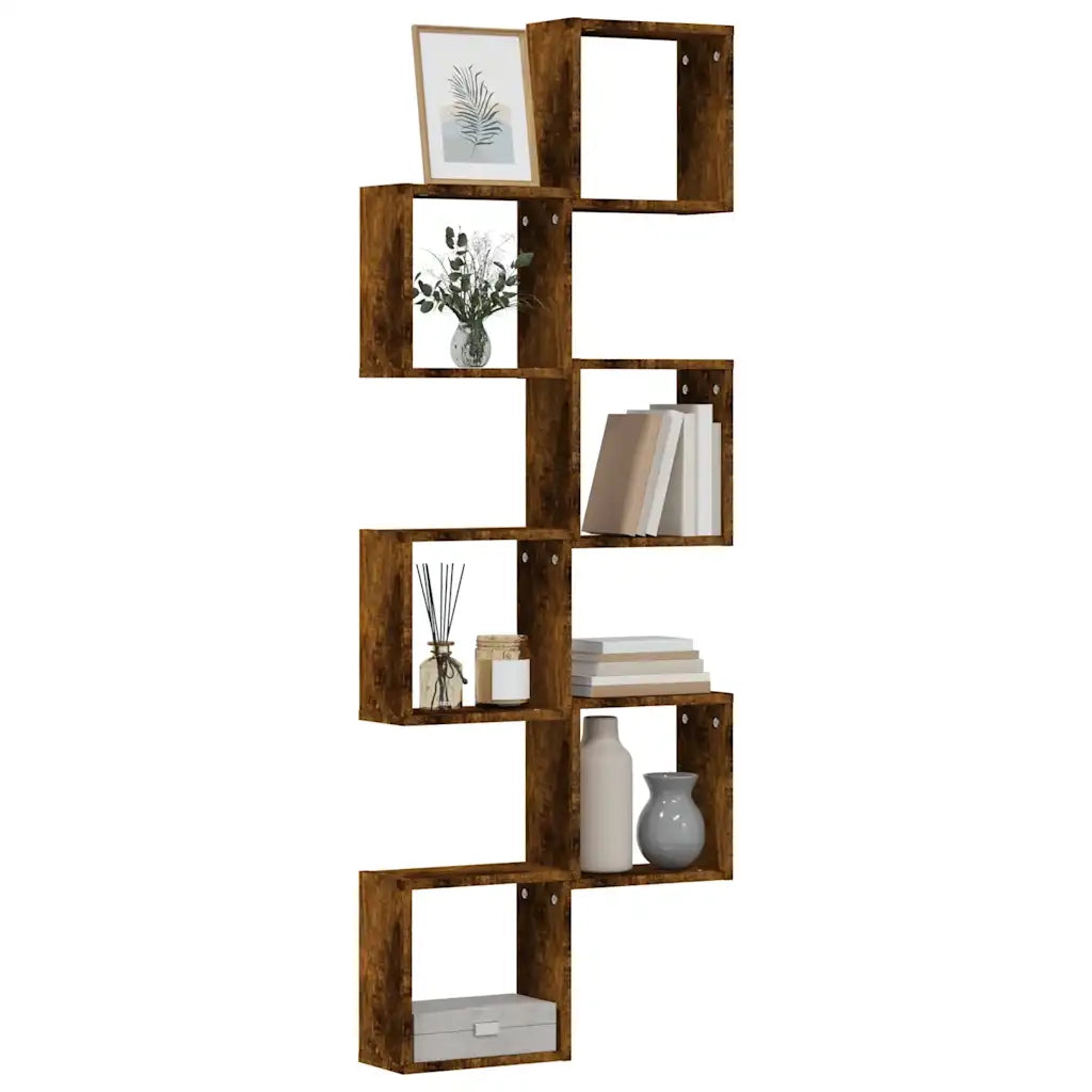 Mensole a Cubo 6 pz Rovere Fumo 30x15x30 cm 815881
