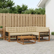 Set di divani da esterno con cuscino 5 pcs Naturale e Beige