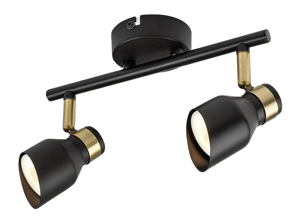 Plafoniera nera oro 2 faretti orientabili GU10 Lilou Rabalux