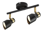 Plafoniera nera oro 2 faretti orientabili GU10 Lilou Rabalux