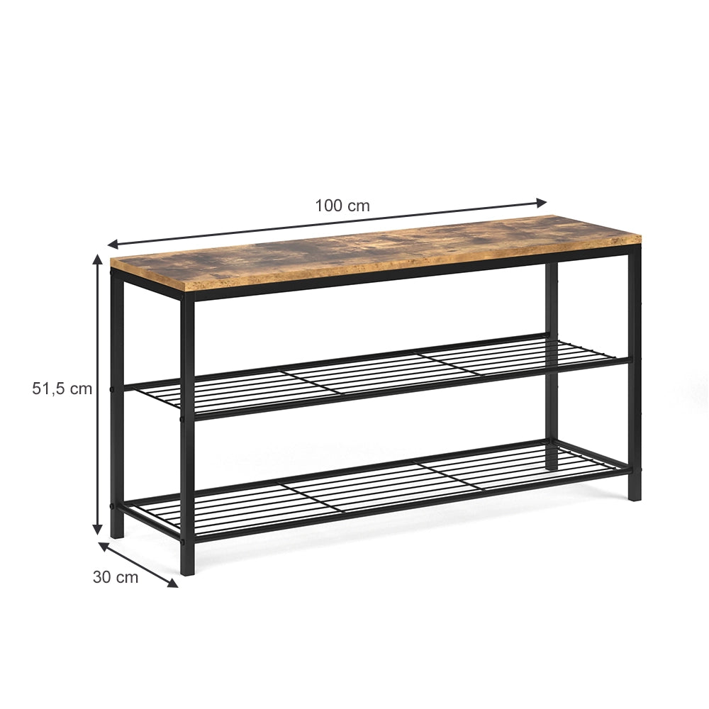 Vicco Panca scarpiera da ingresso Legno antico 100 x 51.5 cm