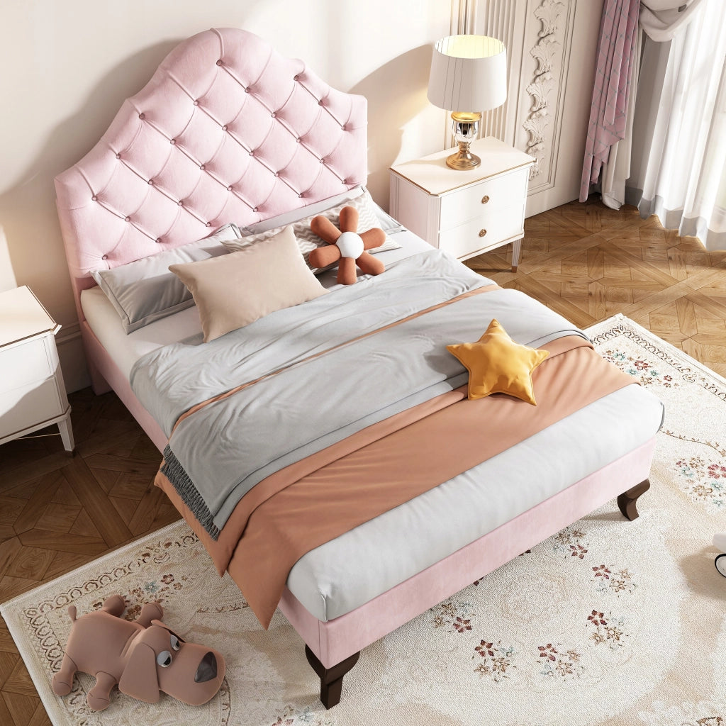 Letto singolo per ragazzi - Xylo - 90x200 - Rosa - Schienale regolabile