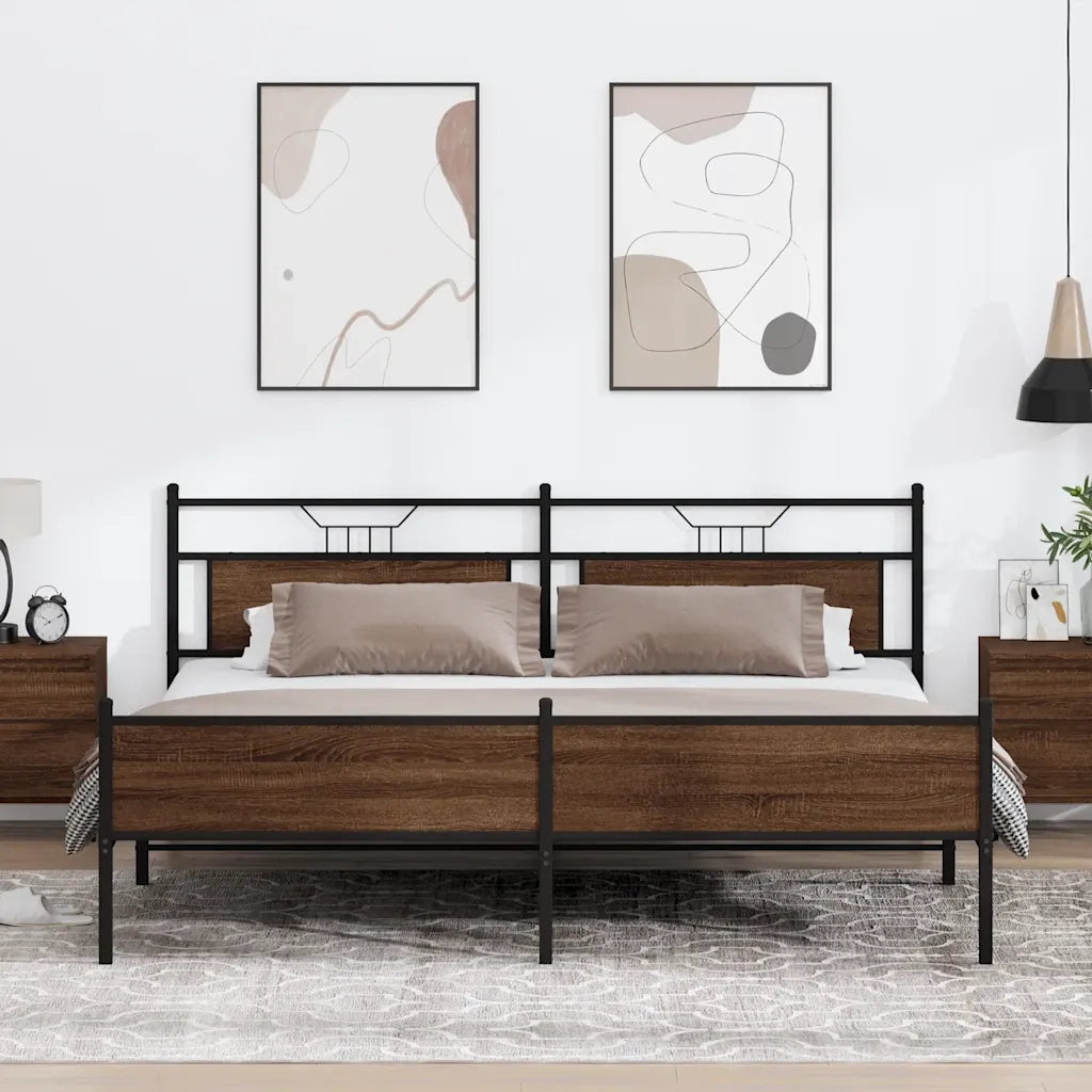 Giroletto senza Materaso in Metallo Rovere Marrone 193x203 cm