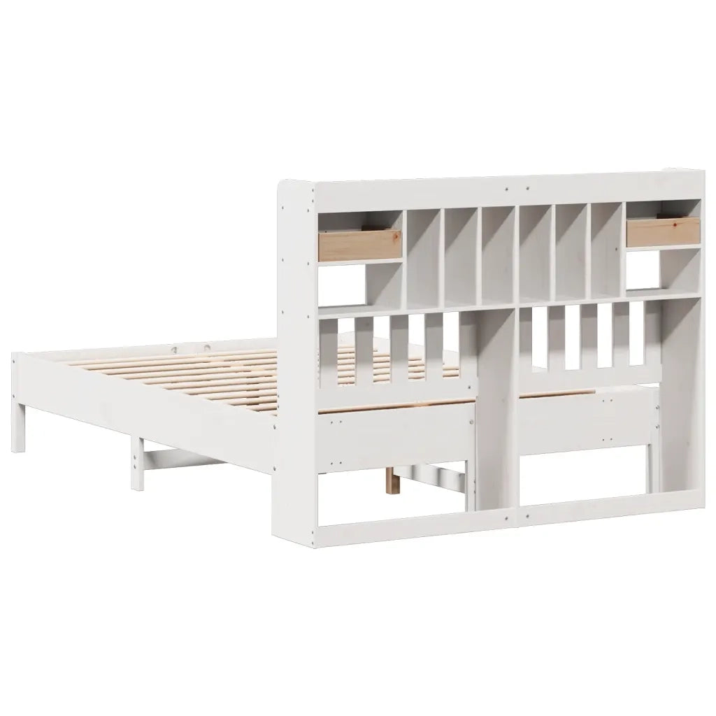 Letto Libreria senza Materasso Bianco 140x190 cm Legno di Pino 3322922
