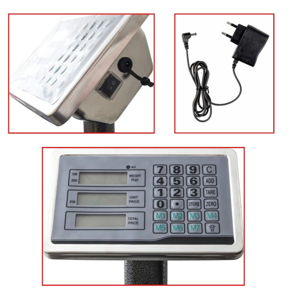 Bilancia Digitale Elettronica, Professionale da 300 Kg con Display Bilancia Industriale Ricaricabile per Utilizzo in Negozi, Abitazioni, Aziende