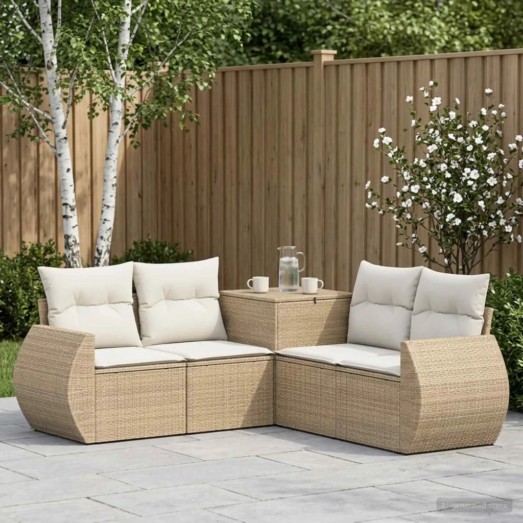 Set di divani 5 pz Beige e Bianco Crema 3447904