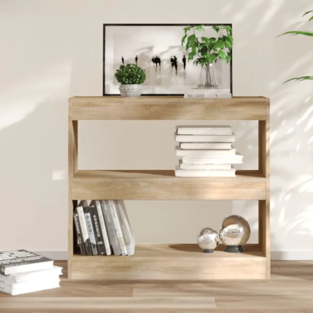 Libreria Divisorio-Scaffale per Libri-Mobile di Stoccaggio Rovere Sonoma 80x30x72 cm