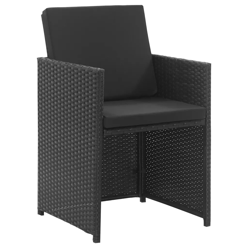 Set da Pranzo da Giardino 9 pz con Cuscini in Polyrattan Nero 46373