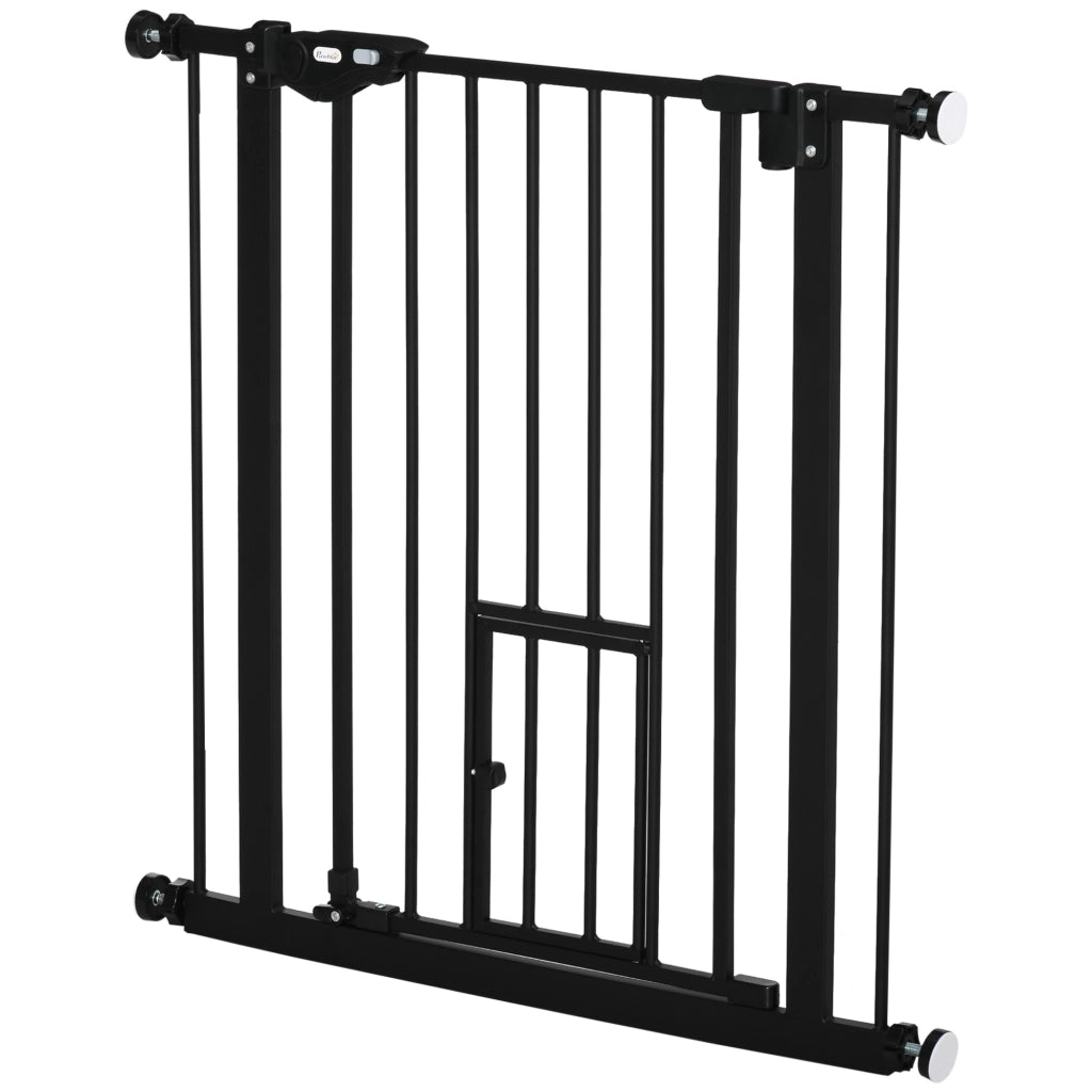 Cancelletto per Cani Estensibile con Fissaggio a Pressione e Chiusura Automatica, 68x76.2 cm, Nero