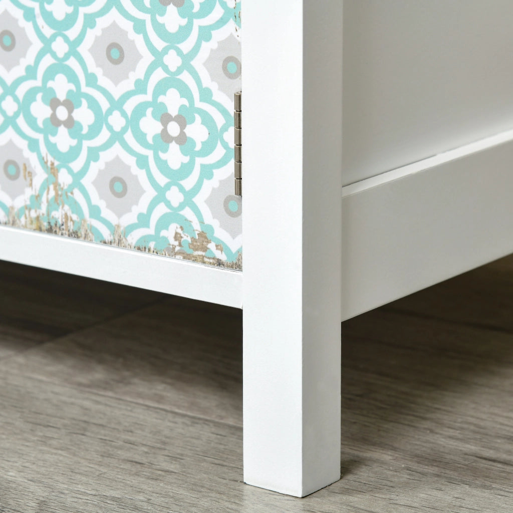 Comodino con 2 Cassetti e 3 Scomparti ¨C zephmum ¨C Bianco 68x34x80 cm
