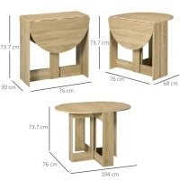 Tavolo Pieghevole da Pranzo a 2 Ribalte, Tavolo Consolle in Legno Salvaspazio, Rovere