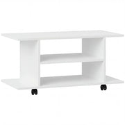Mobile Porta TV Moderno 80x40x40 cm con Ripiani Ruote Girevoli e Freni Bianco