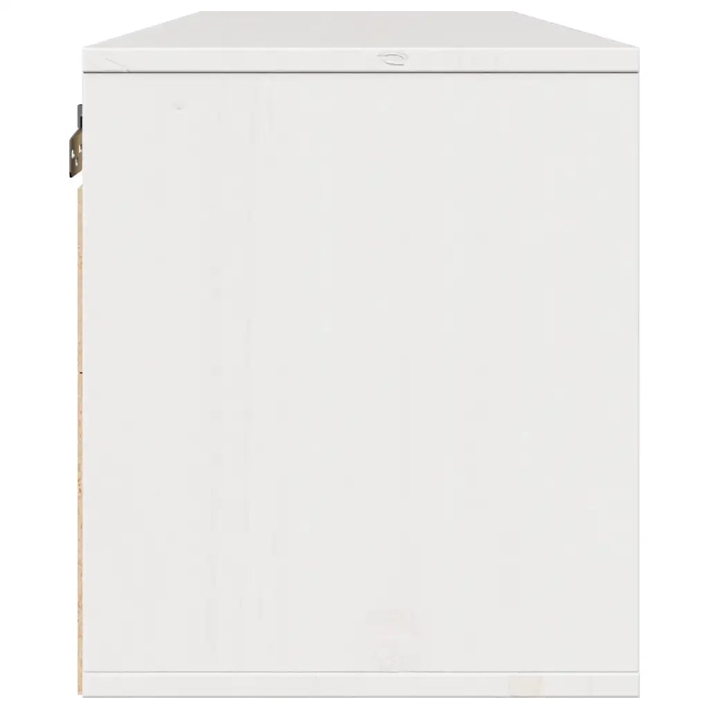 Mobiletto a muro bianco 100 x 30 x 35 cm pratico e decorativo stile moderno realizzato in legno massello di pino 02_0048078