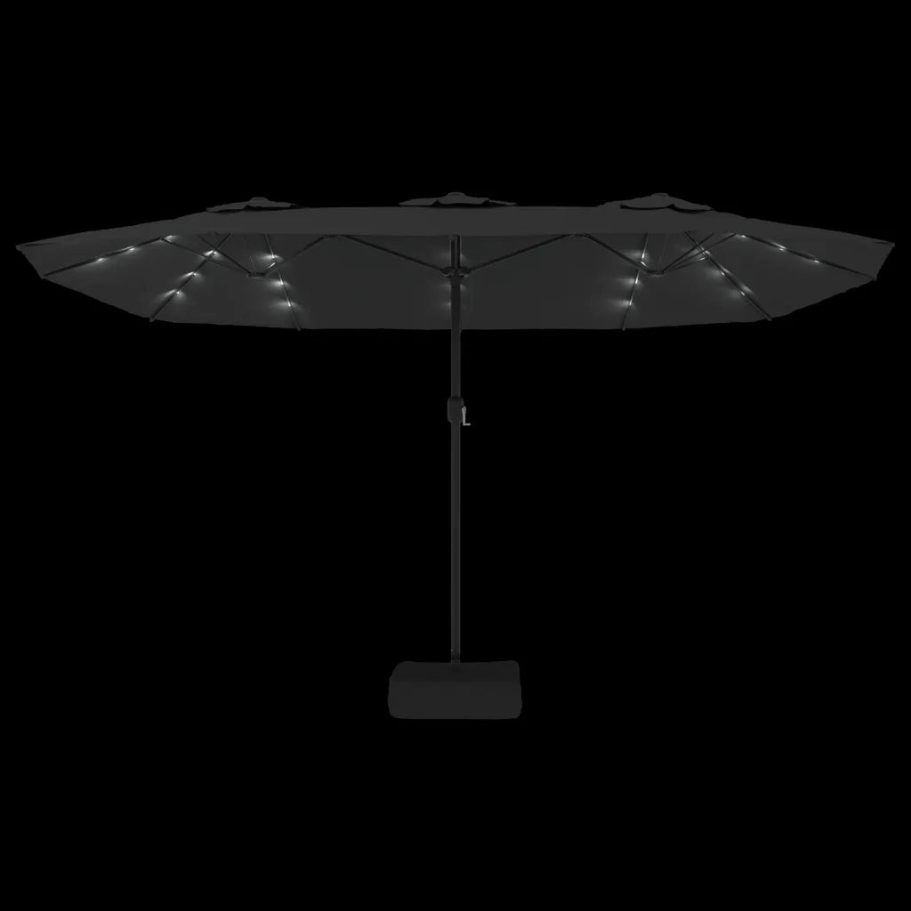Ombrellone a Doppia Testa con LED-Ombrello da giardino Nero 449x265 cm