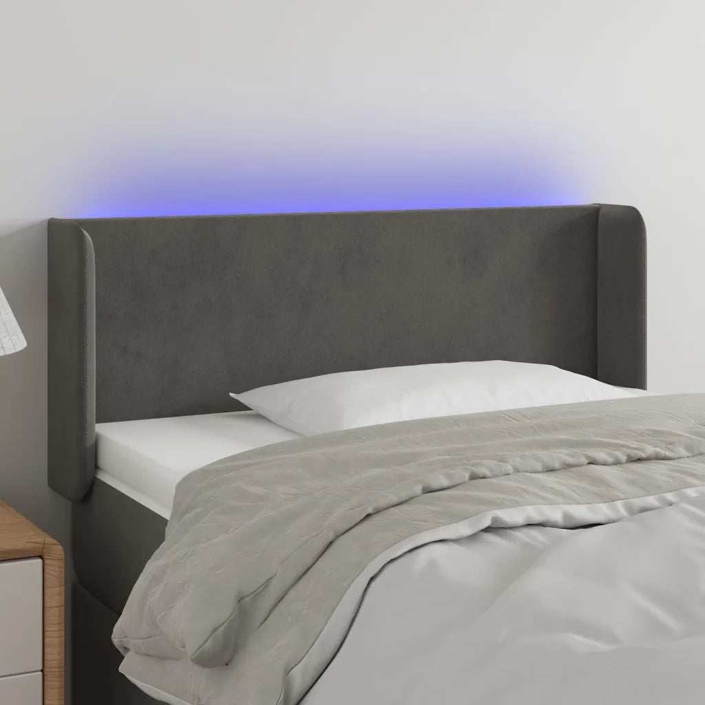 Testiera | Testata a LED Grigio Scuro 83x16x78/88 cm in Velluto