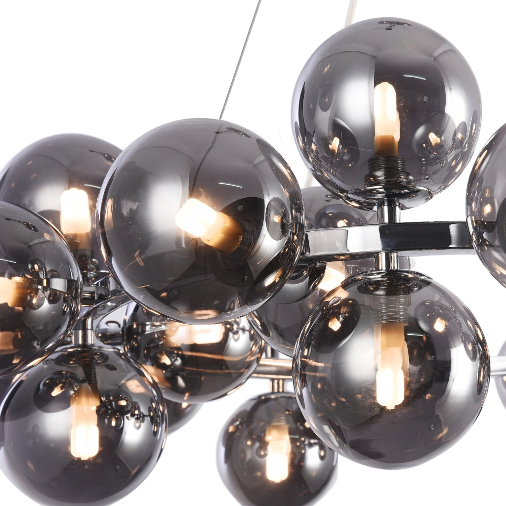 Maytoni Lampadario contemporaneo Dallas 25 luci G9 cromo metallo vetro soffiato fumè