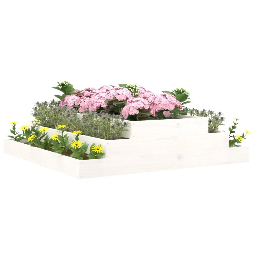 Fioriera | Cassetta per fiori | Vaso Bianca 110x110x27 cm in Legno Massello di Pino