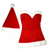 Trade Shop - Costume Natale Completino Sexy Vestito Completo Da Donna Natalizio Rosso -