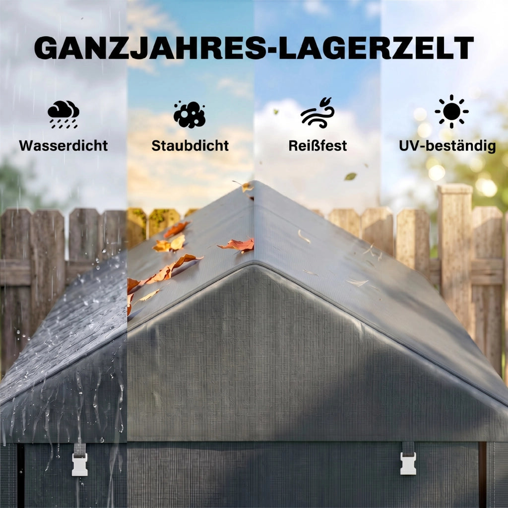 Capanno da giardino ¨C zephmum ¨C 120x180x160 cm, grigio scuro, acciaio