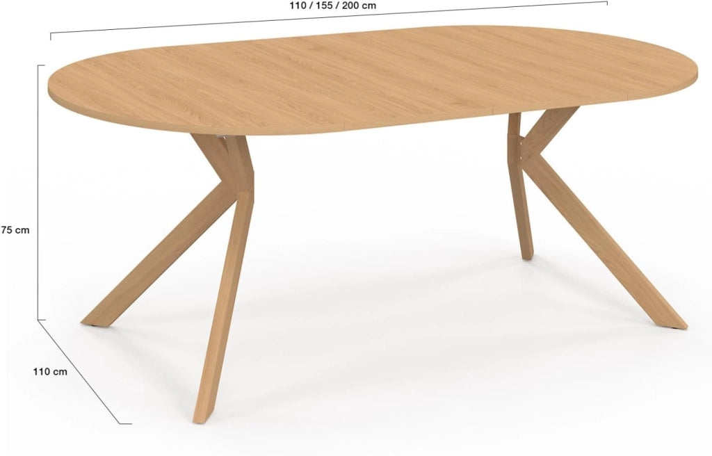 Tavolo da pranzo allungabile rotondo Alix 4-10 Persone Piede ragno Legno Effetto faggio 110-200 cm