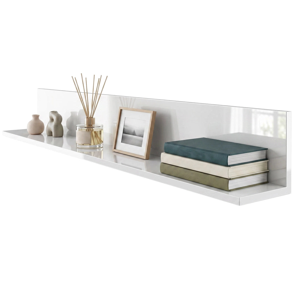 Mensola da Parete ¨C Zephmum ¨C Legno Lucido Bianco 1.5 cm