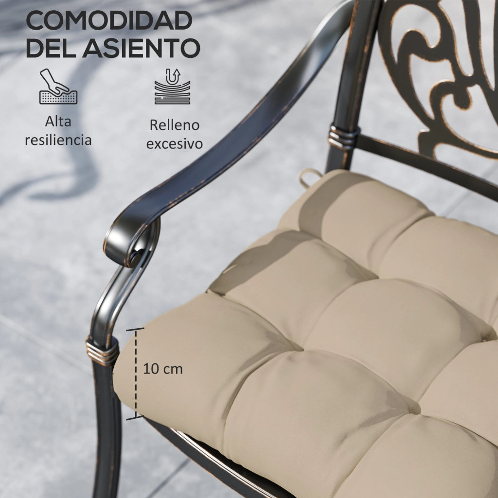 Cuscini per Sedie da Pranzo e Giardino ¨C zephmum ¨C Impermeabile, Anti-UV, 48x48x10 cm, Colore Cachi