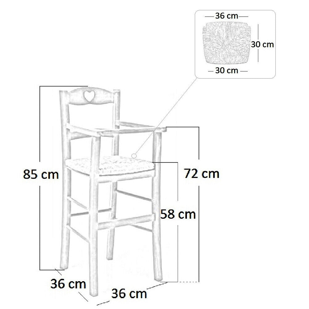 Sediolone in legno noce chiaro con seduta in paglia