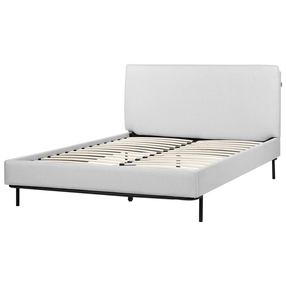 Letto a doghe Grigio Poliestere Tessuto Imbottito 140 x 200 cm EU Matrimoniale Design Moderno