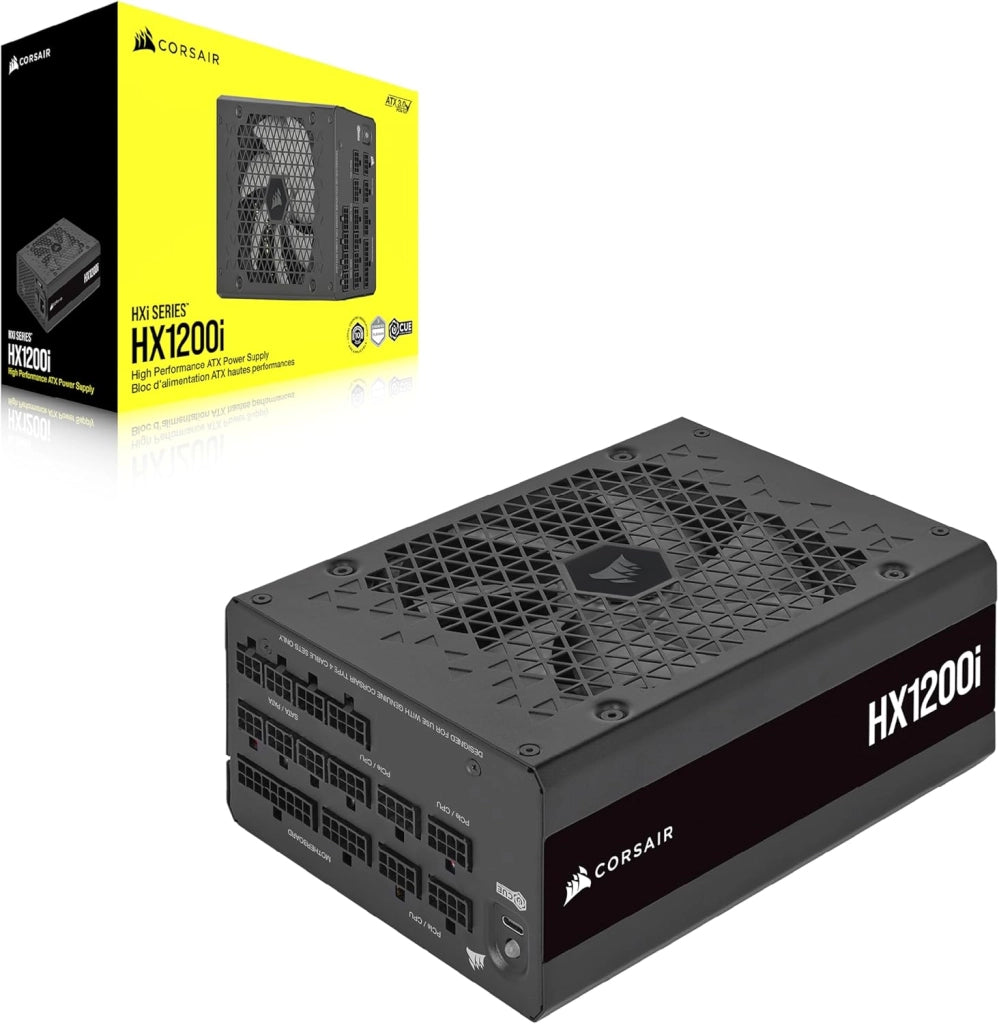 HX1200i Interamente Modulare Ultra-Silenzioso Alimentatore - Compatibilità con Standard ATX 3.0 e PCIe 5.0 - Ventola con Cuscinetto Fluidodinamico - CORSAIR iCUE - 80 PLUS Platinum - Nero