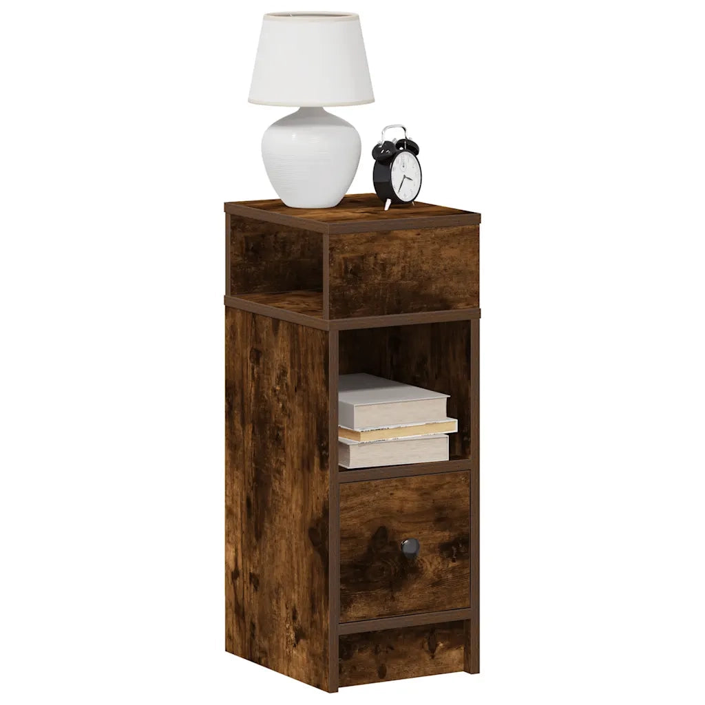 Comodini 2 pz con Cassetto Rovere Fumo 25x31x66 cm 858623