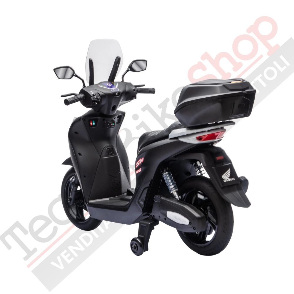 Moto Elettrica per Bambini Honda SH125 Verniciato 12V con Licenza Ufficiale -Nero Opaco
