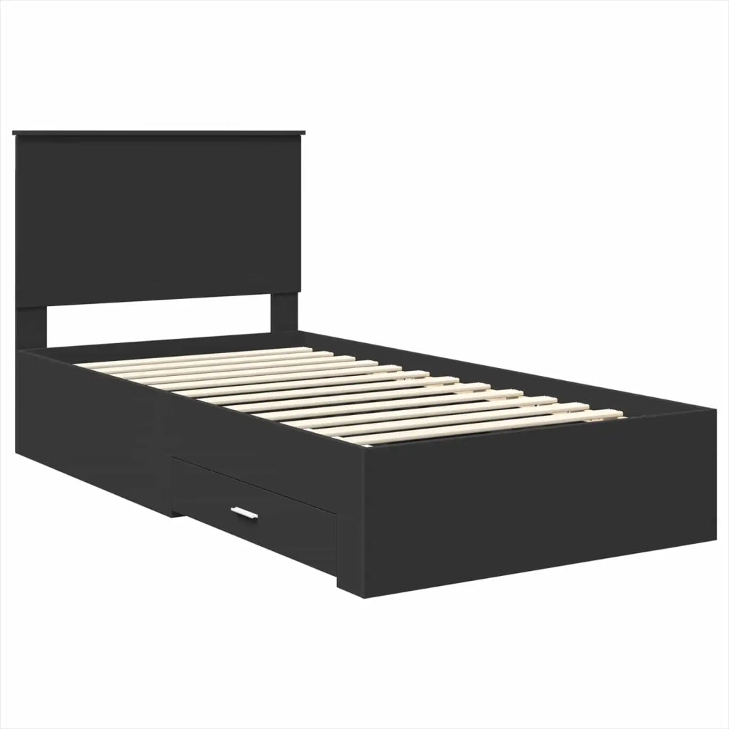 Struttura del letto con testiera Nero e Argento 90 x 200 cm 3411342