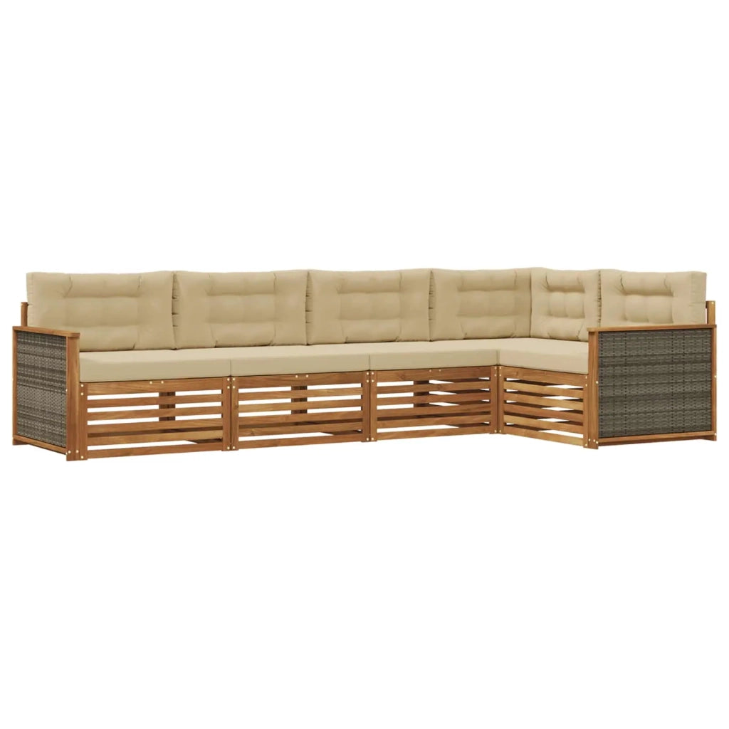 Set di divani da esterno 5 pz Naturale e Beige 3383351