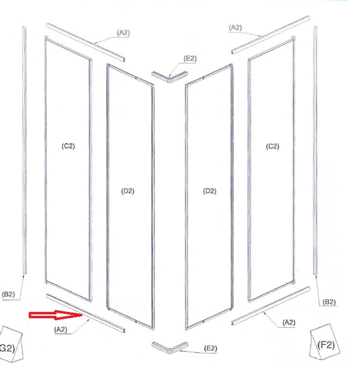 R PROFILO (A2)X BOX DOCCIA CRILEX GOCCIA 1,6 MM 68-80X68-80 BCO- 1,0 pz