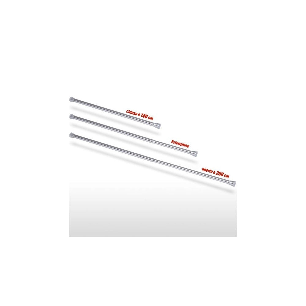 Trade Shop - Barra Telescopica Per Tenda Da Doccia 140 Cm Fino A 260 Cm Alluminio Bianco -