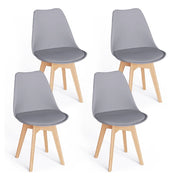 Kit 4 Sedie da Pranzo Poltrona in Pelle Ecologica e Legno Casa Ufficio Bar Grigio