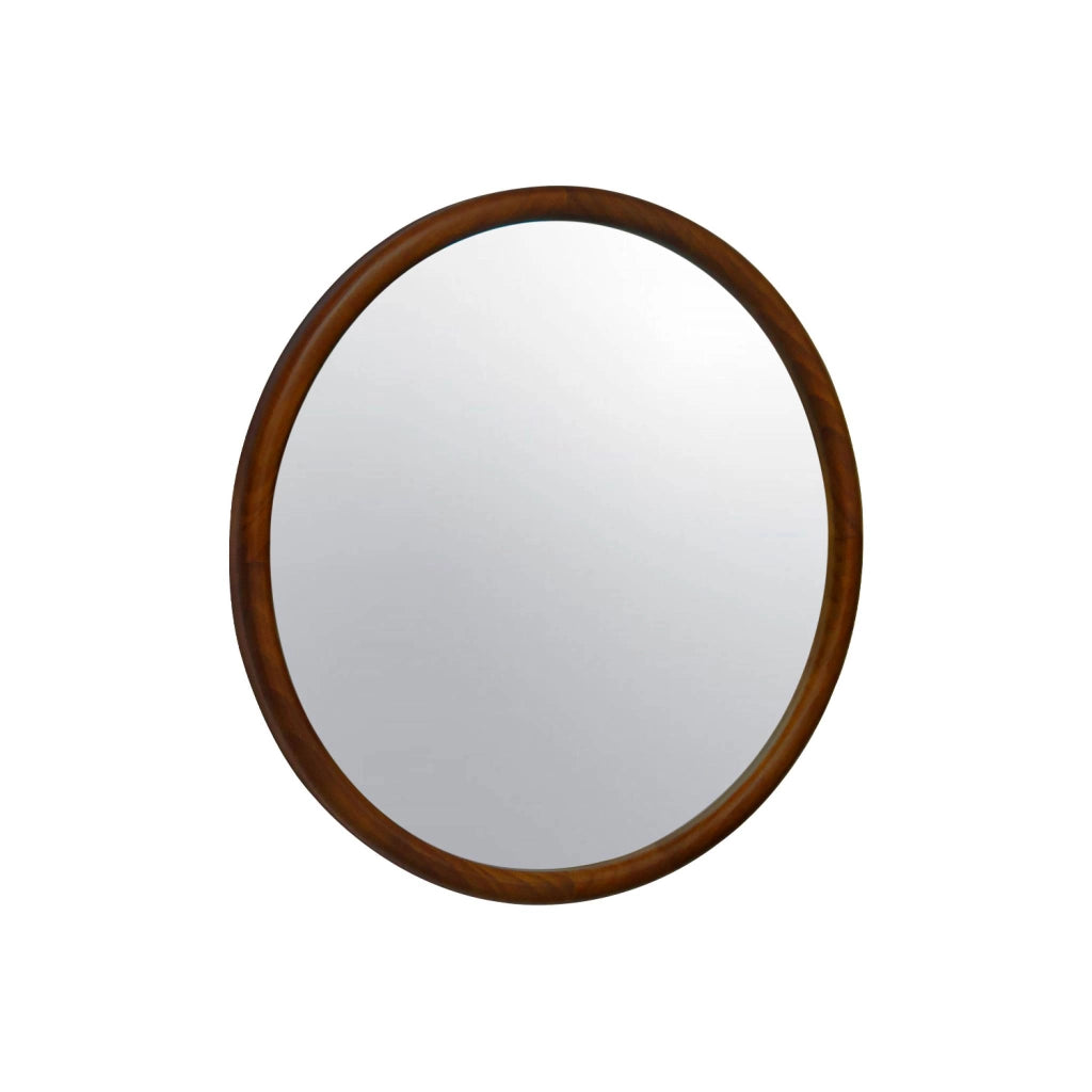 Specchio rotondo in legno di pino, 60cm, marrone