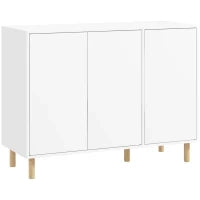 Credenza Moderna con 2 Armadietti a 3 Ripiani in Legno, 107x40x80 cm, Bianco