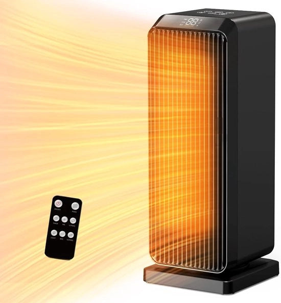 Keramica portatile ventilata con termostato e telecomando - Riscaldamento energetico 1800W