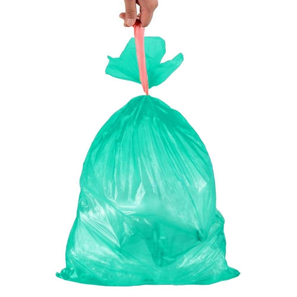 Trade Shop - 7x Rotoli Sacchetti Buste Spazzatura 40lt 55x65cm Chiusura Laccetto Verde 105pz -