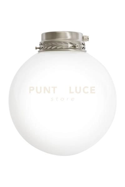 Kit luce in vetro bianco con portalampada ottone brunito attacco E27 diametro 20cm per ventilatori