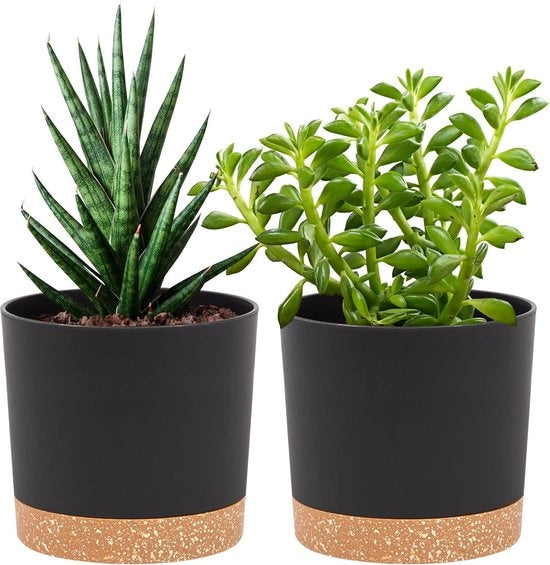 Pakket di 2, vasi da fiore da interni con fori di drenaggio e fondo rimovibile, piedistallo, decorazione moderna per piante da giardino all'aperto (grigio scuro, 12,7 cm)