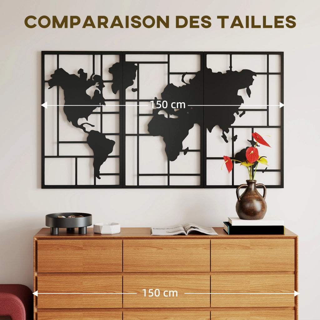 Decorazione murale in metallo geometrica astratta ¨C zephmum ¨C 50x80 cm nero