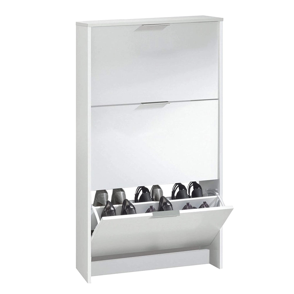 Mobile Portascarpe Asca, Scarpiera 18 Paia, 60x22x113h cm Bianco Lucido