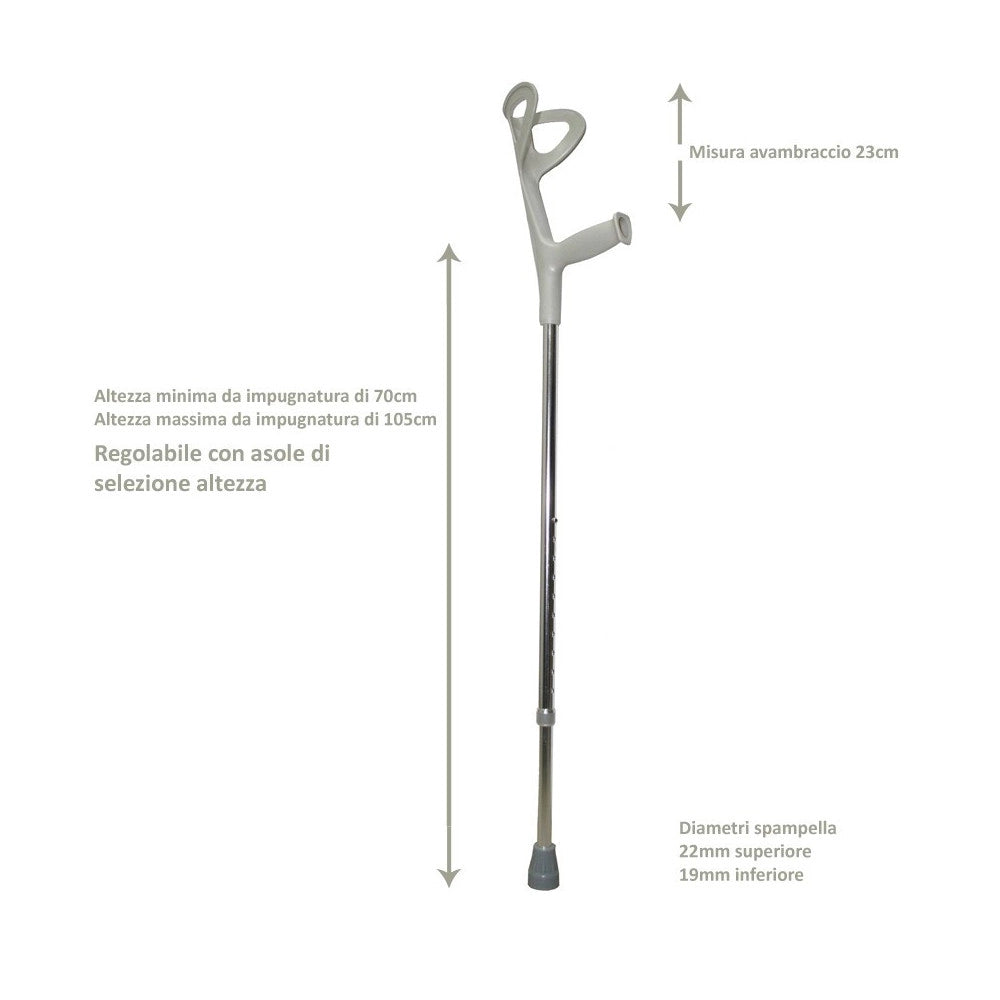 Trade Shop - Coppia Stampelle Canadesi Stampella In Alluminio Altezza Regolabile Lega Leggera -