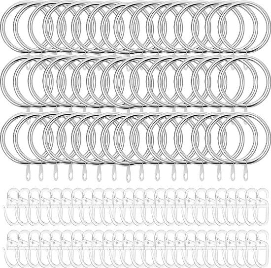 50 set di anelli per tende, anelli con ganci per tende in plastica, Ø 30 mm (diametro interno) tende metalliche, anelli per tende per tende da letto, tende doccia, tende da finestra