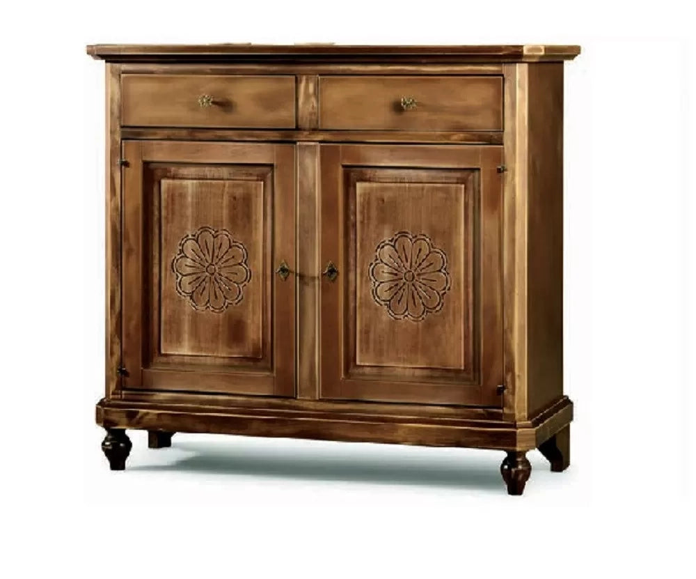 Madia credenza 2 porte in legno shabby chic noce consumato 104x43x98 - Mobili 2G